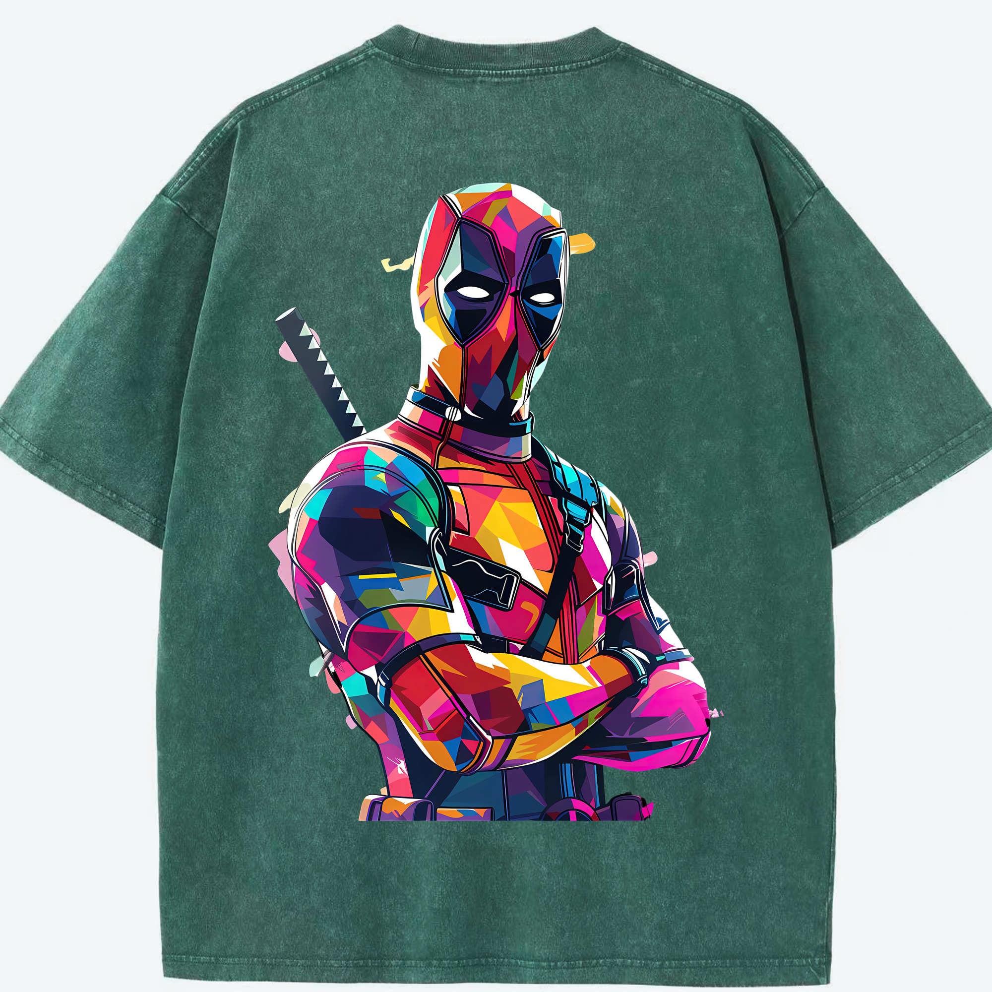 （画像用） Deadpool デッドプール 綿100% ヴィンテージ風 半袖Tシャツ（背面プリント）